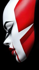 Close-up profile of a woman with vibrant face paint