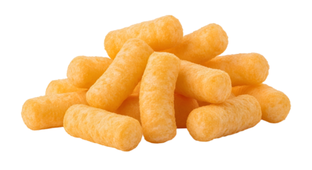 Pile of cheese puffs on transparent on transparent background