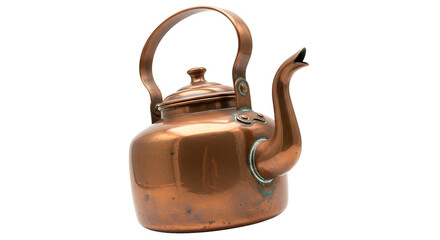 Obraz premium Copper kettle with handle and spout on transparent background