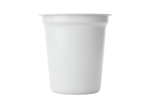 Blank white plastic cup, simple and clean, highlights smooth surface and clean design.