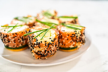 Smoked Salmon Jumbo Cream Cheese Rolls From Assembly to Plating
