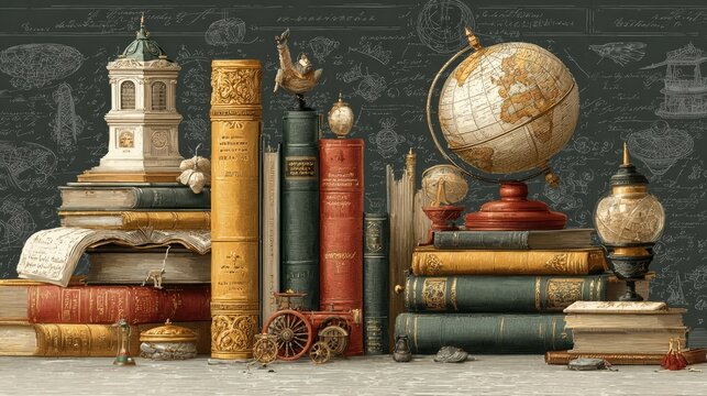 A creative illustration of educational symbols representing the teaching profession.