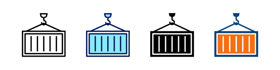 Shipping Container All In One Icon Multi Styles Vector Set