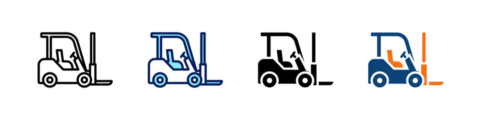 Forklift All In One Icon Multi Styles Vector Set