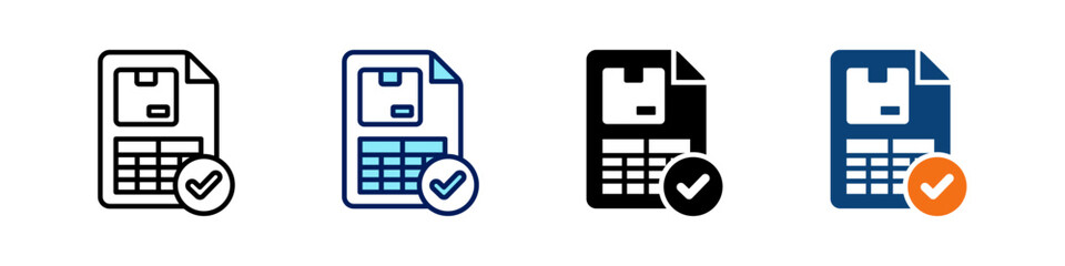 Fototapeta premium Freight Invoice All In One Icon Multi Styles Vector Set