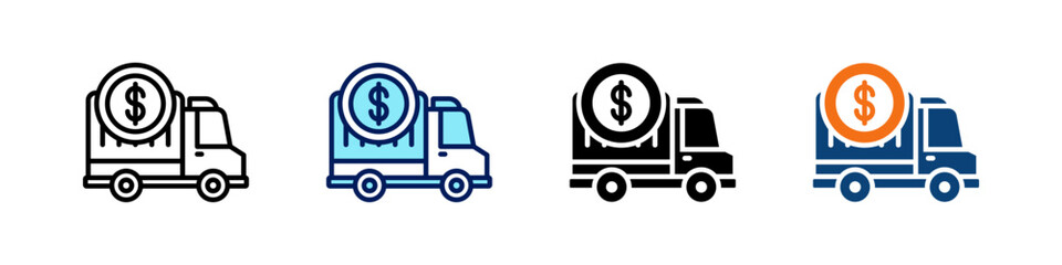 Freight Cost All In One Icon Multi Styles Vector Set