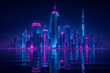 Obraz premium Neon Future Cityscape