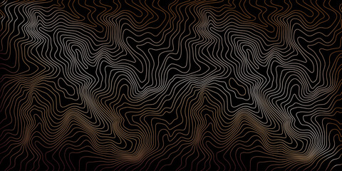 Gold Wood Line Pattern. Abstract Luxury Golden Tree Texture. Vector Black Background with Wave Wooden Abstract Pattern.