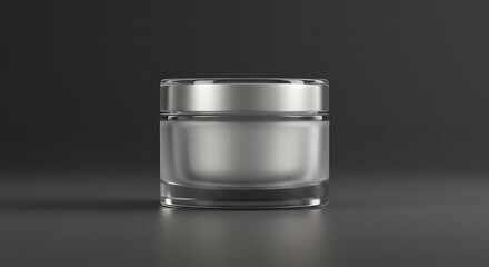 Frosted skincare jar mockup with plain dark gray background