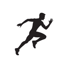 Fast runner athlete silhouette. Dynamic sprinting athlete silhouette for sport design.