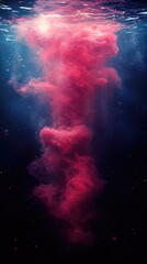 Fototapeta premium Underwater vibrant pink smoke plume