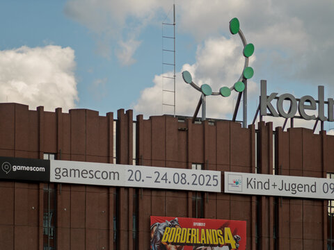 Gamescom 2025 Banner Display at Koelnmesse, Germany