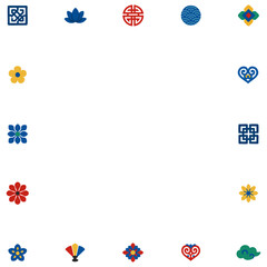 Korean traditional pattern decorative frame, classic ornamental element. Elegant border background, folk-inspired design decoration