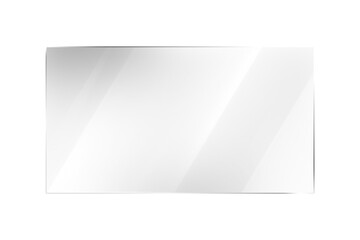 Mirror reflection with glossy glass surface. Shiny rectangular panel with light glare on transparent background