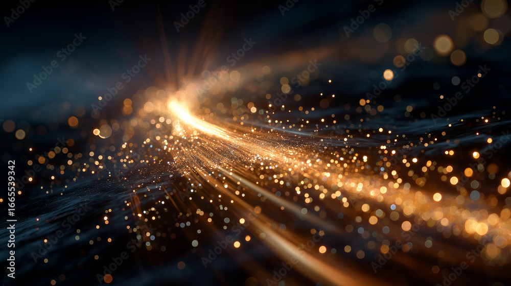 Wall mural illuminated path: a mesmerizing journey of light, featuring a dynamic stream of radiant particles tr