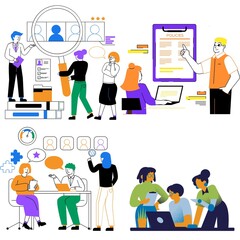 business people icons set