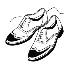 Vector illustration of classic men's two-tone wingtip brogue shoes.
