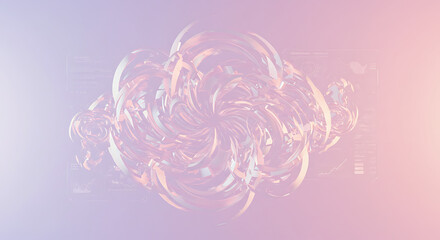 Abstract Pastel Fractal Art with Technological Overlays and Futuristic Interface Elements Rendering a Modern Design for Technological and Creative Visual