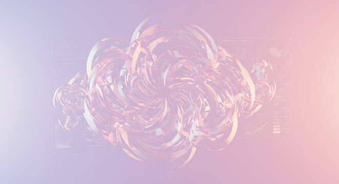 Abstract Pastel Fractal Art with Technological Overlays and Futuristic Interface Elements Rendering a Modern Design for Technological and Creative Visual