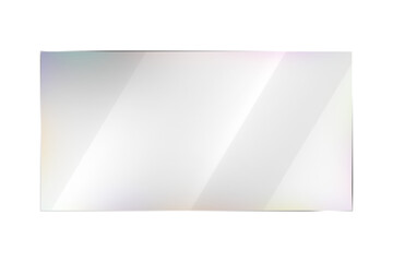 Glossy Rectangular Glass Panel with Rainbow Light Glare, Highlight Reflection on Transparent Background