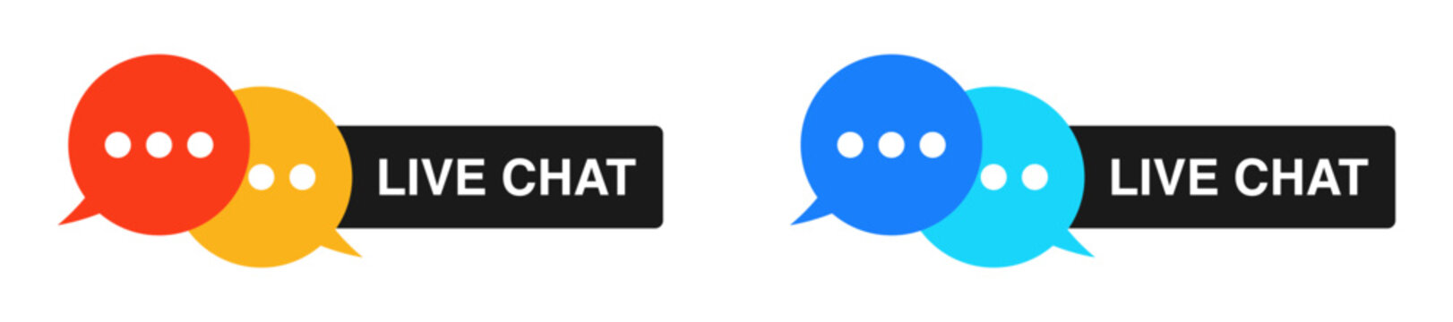 live chat label banner with chat icon speech bubble symbol Chat message icons - talk message Bubble chat icon. web vector icon collection set