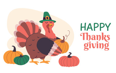 Happy Thanksgiving Day 2 with turkey card banner invitation poster