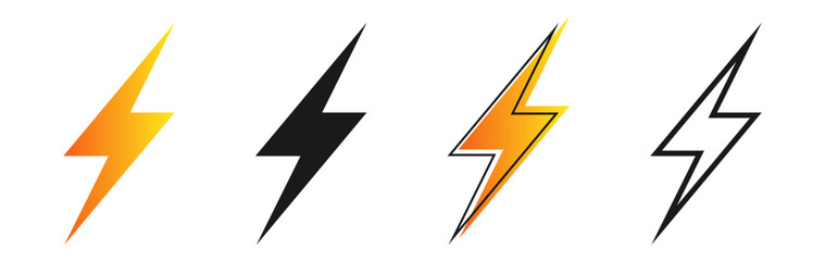 thunder bolt flash icon, flash lightning bolt icon - Electric power icon symbol - Power energy icon sign in filled, thin, line, outline and stroke style for apps and website