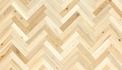 A light beige herringbone wooden floor pattern creates a warm and inviting atmosphere.