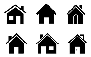 house icon set, house silhouette on white background