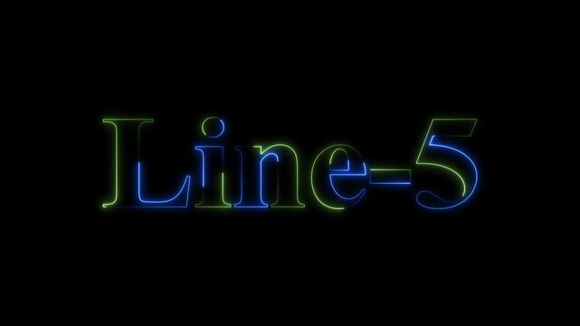 a glowing neon line 5 text animation video on black background