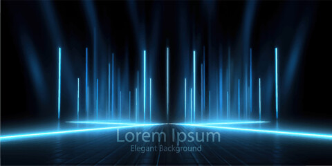 Scene blue light on dark background with effect glowing. Futuristic backdrop design concept. Vector illustration