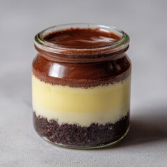Layers of pudding 111 in a clear jar, perfect for a sweet treat. -