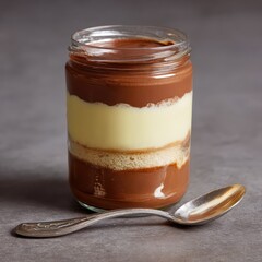 Layers of pudding 111 in a clear jar, perfect for a sweet treat. 