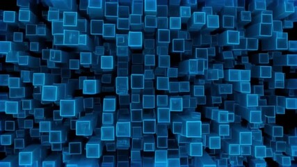 Abstract blue cubes in a 3D digital space, resembling a network or data structure, with a futuristic, tech-inspired vibe, perfect for digital designs - Powered by Adobe
