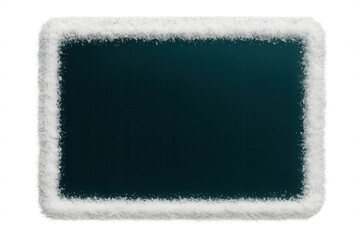 Dark green backdrop with geometric snow border framing empty space, perfect for winter graphic layouts featuring transparent background