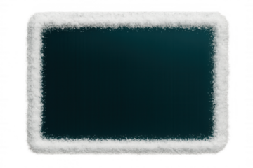 Dark green backdrop with geometric snow border framing empty space, perfect for winter graphic layouts featuring transparent background