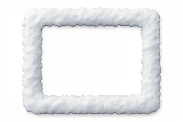 Transparent snow frame bordering winter composition, highlighting seasonal greeting card design with crisp white textural edge