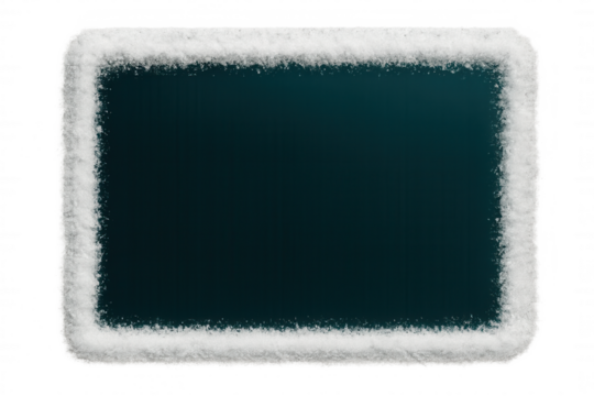 Dark green backdrop with geometric snow border framing empty space, perfect for winter graphic layouts featuring transparent background - Powered by Adobe