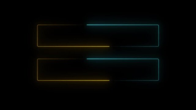 Neon glowing  square rectangle picture frame icon animation.border frame shape rotation display screen neon box round seamless photo frame movement on black background