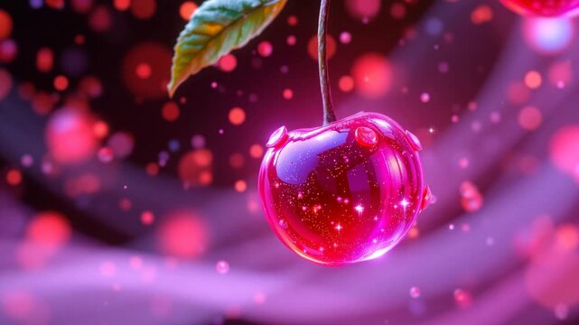 Sweet Cherry Delight: A vibrant close-up showcases a single, glistening cherry against a soft bokeh background, highlighting its juicy freshness and the anticipation of summer's flavors.