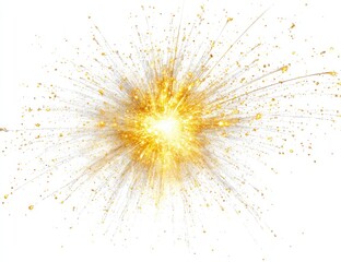 Golden explosion radiating outward on white background