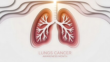 World Lung Cancer Day Posters and Banners, November Lung Cancer Awareness Month design template with ribbon, lungs, on gradient background. created with generative ai