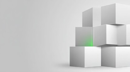Stacked white cubes with a highlighted center cube.