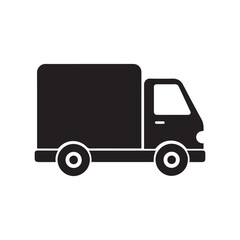 Fototapeta premium Black silhouette of a cargo truck with cabin and two wheels