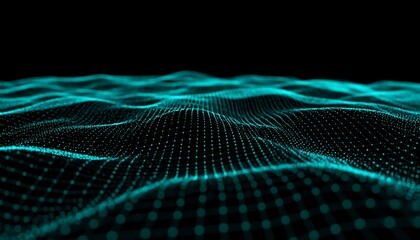 Teal Digital Wave Abstract Background.