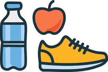 Vector illustration of healthy lifestyle icons – running shoes