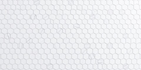 Subtle grey hexagonal pattern on pristine white background, clean, neutral