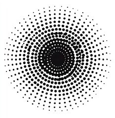Circular halftone pattern with concentric circles, radiating outwards from a dark center