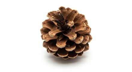 Pine Cone with Brown Scales on White Background for Nature and Wildlife Themes