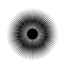 Circular graphic with radiating lines and a central dark circle